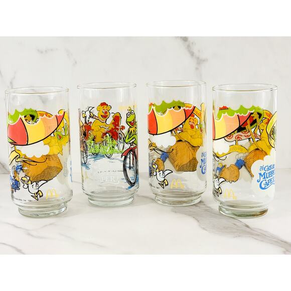 The Great Muppet Tall Glasses 16oz Kermit The Frog Fozzie Bear Gonzo 1981 x4 - Picture 8 of 16